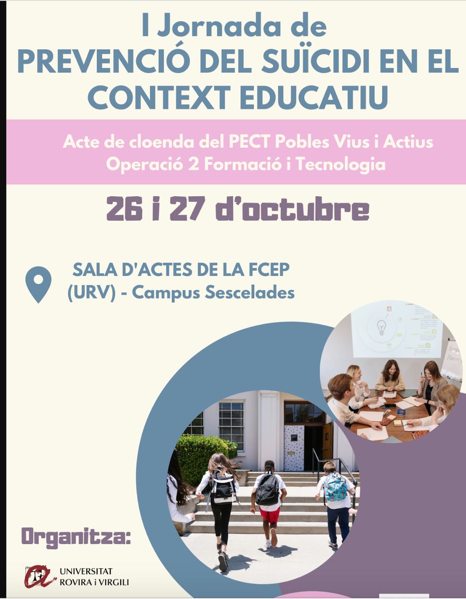 Papageno 🎗️ (@espapageno) on Twitter photo I Jornada de Prevención del Suicidio en el Contexto Educativo
Tiempo de #Pedagogia de #PrevenciónDelSuicidio
<a href="/EsPapageno/">Papageno 🎗️</a>
<a href="/janainao/">janaina</a>
<a href="/Daniel_JLV/">Daniel J. López Vega</a>
<a href="/_APSAS_/">APSAS-prevención suicidio y acompañamiento duelo</a>
<a href="/ACPS/">ACPS</a>
<a href="/JMporKiraLopez/">José Manuel López Viñuela - Padre de Kira López</a>
<a href="/PsicLuisFLopez/">Luis Fernando López Martínez</a>
<a href="/universitatURV/">Universitat Rovira i Virgili</a>
papageno.es/i-jornada-de-p… I Jornada de Prevención del Suicidio en el Contexto Educativo
Tiempo de #Pedagogia de #PrevenciónDelSuicidio
<a href="/EsPapageno/">Papageno 🎗️</a>
<a href="/janainao/">janaina</a>
<a href="/Daniel_JLV/">Daniel J. López Vega</a>
<a href="/_APSAS_/">APSAS-prevención suicidio y acompañamiento duelo</a>
<a href="/ACPS/">ACPS</a>
<a href="/JMporKiraLopez/">José Manuel López Viñuela - Padre de Kira López</a>
<a href="/PsicLuisFLopez/">Luis Fernando López Martínez</a>
<a href="/universitatURV/">Universitat Rovira i Virgili</a>
papageno.es/i-jornada-de-p…