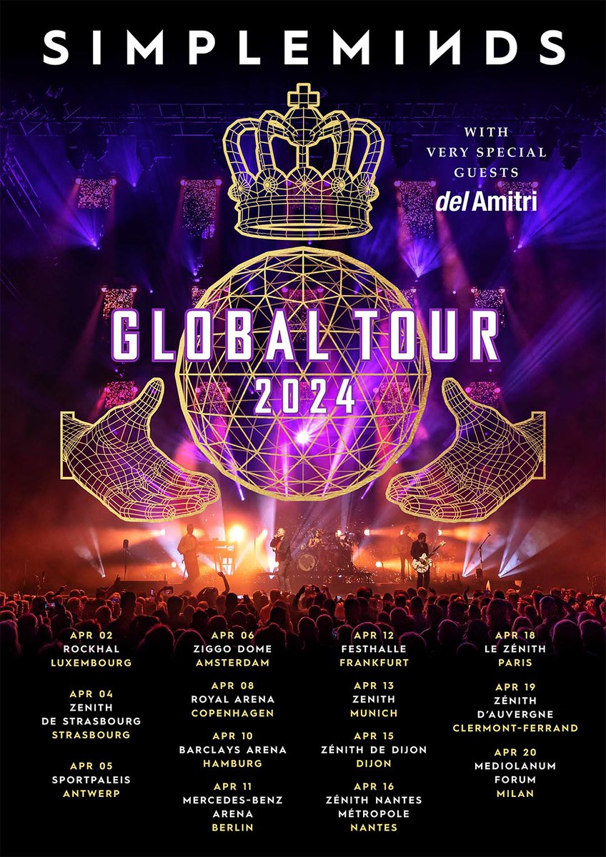 Tickets are on sale now for the European leg of Simple Minds ‘Global Tour’ in April 2024, with special guests Del Amitri. Get yours here: delamitri.info/dates/