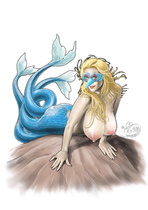 #TLに妖怪を流して百鬼夜行をしようの会 って言われても、これしか描いた事ないんじゃ、妖怪は言わずと知れた、リアルレディーのアマビエ様じゃ～ 