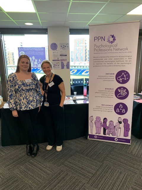 PPN London stall with chair of PWP COP Emma Lockhart at the NHS talking therapies conference! #NHSTT23