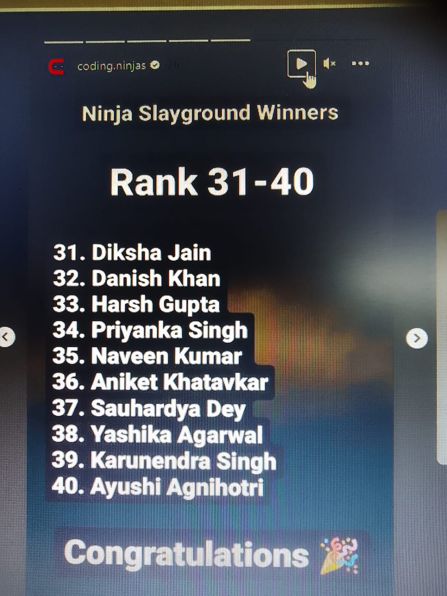 Danish52340689's tweet image. Excited to share with everyone that I secure 32 Rank in 21 days challenge of Coding Ninjas x Slay Coffee, Ninja Playground.😄   
#NinjaSlayground #CodingNinjasStudio
@CodingNinjasOff
@drinkslaycoffee