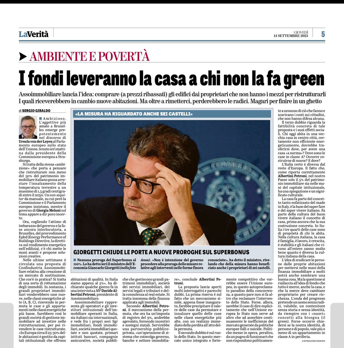 OrtigiaP's tweet photo. AVETE CAPITO A COSA MIRANO CON IL GREEN? Chi non farà ristrutturazioni green incorrerà anche alla perdita della casa. Interverranno i fondi, gentilmente vi toglieranno la casa con una permuta per andare a finire in un quartiere dormitorio. E secondo voi la ristrutturazione riuscirà a fermare l'innalzamento della temperatura terrestre? Mirano a toglierci le case e a sradicarci dai luoghi cari.  Da sempre l'Europa  ci penalizza perchè i proprietari di case sono troppi in Italia