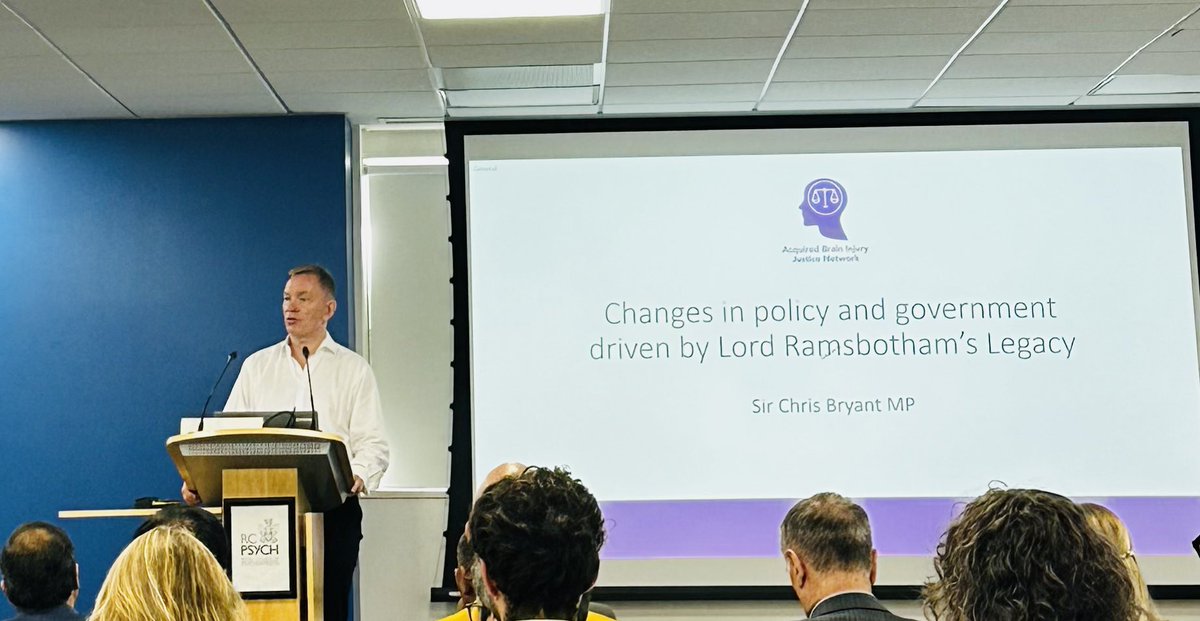 RCPsych Neuropsychiatry Faculty (@rcpsychneuro) on Twitter photo Welcoming Sir Chris Bryant MP, speaking on the moral and economic imperatives of change at government level.
“There are 1.4million people with a brain injury in the UK, and they deserve better outcomes”
<a href="/rcpsych/">Royal College of Psychiatrists</a> #braininjury <a href="/RhonddaBryant/">Chris Bryant</a> <a href="/ABI_Justice/">Acquired Brain Injury Justice Network</a> Welcoming Sir Chris Bryant MP, speaking on the moral and economic imperatives of change at government level.
“There are 1.4million people with a brain injury in the UK, and they deserve better outcomes”
<a href="/rcpsych/">Royal College of Psychiatrists</a> #braininjury <a href="/RhonddaBryant/">Chris Bryant</a> <a href="/ABI_Justice/">Acquired Brain Injury Justice Network</a>