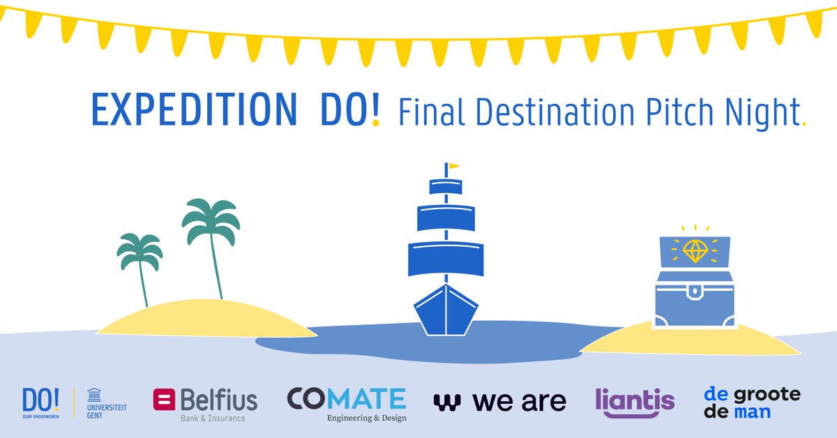 Expedition DO! is reaching its final destination for the 5th time on 5 Oct: come and support the 8 student &amp; researcher finalist teams of <a href="/ugent/">UGent</a>'s 's Startup Programme: do.ugent.be/en/events/expe…

Powered by <a href="/belfius/">Belfius</a> Comate <a href="/weare_be/">we are</a> <a href="/LiantisBe/">Liantis</a> <a href="/DGDM_Advocaten/">DGDM Advocaten</a>