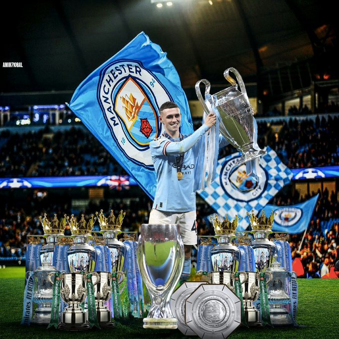 MCFC_Jacky's tweet photo. Phil Foden at 23 years old. Can anyone show me Saka's accolades?🤔 https://t.co/lBNcJ6UIsU