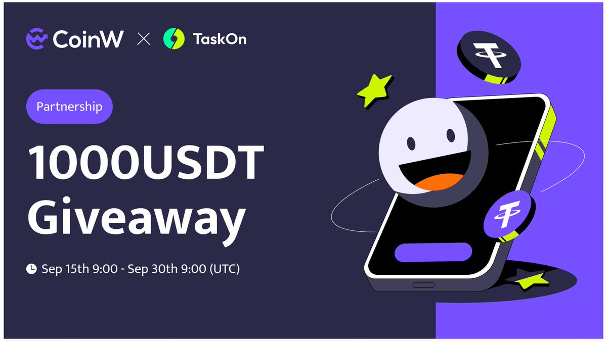 🎉 Exciting news! We're thrilled to announce a fantastic #giveaway in partnership with <a href="/taskonxyz/">TaskOn | Ultimate Web3 Community Growth Platform</a> 🌟
🎁1000  $USDT Prize Pool
⏰ Sep 15th - Sep 30th 🔗 Join now at: taskon.xyz/campaign/detai…
New users will receive a $10 USDT bonus! Don't miss out on this opportunity to win! 🚀