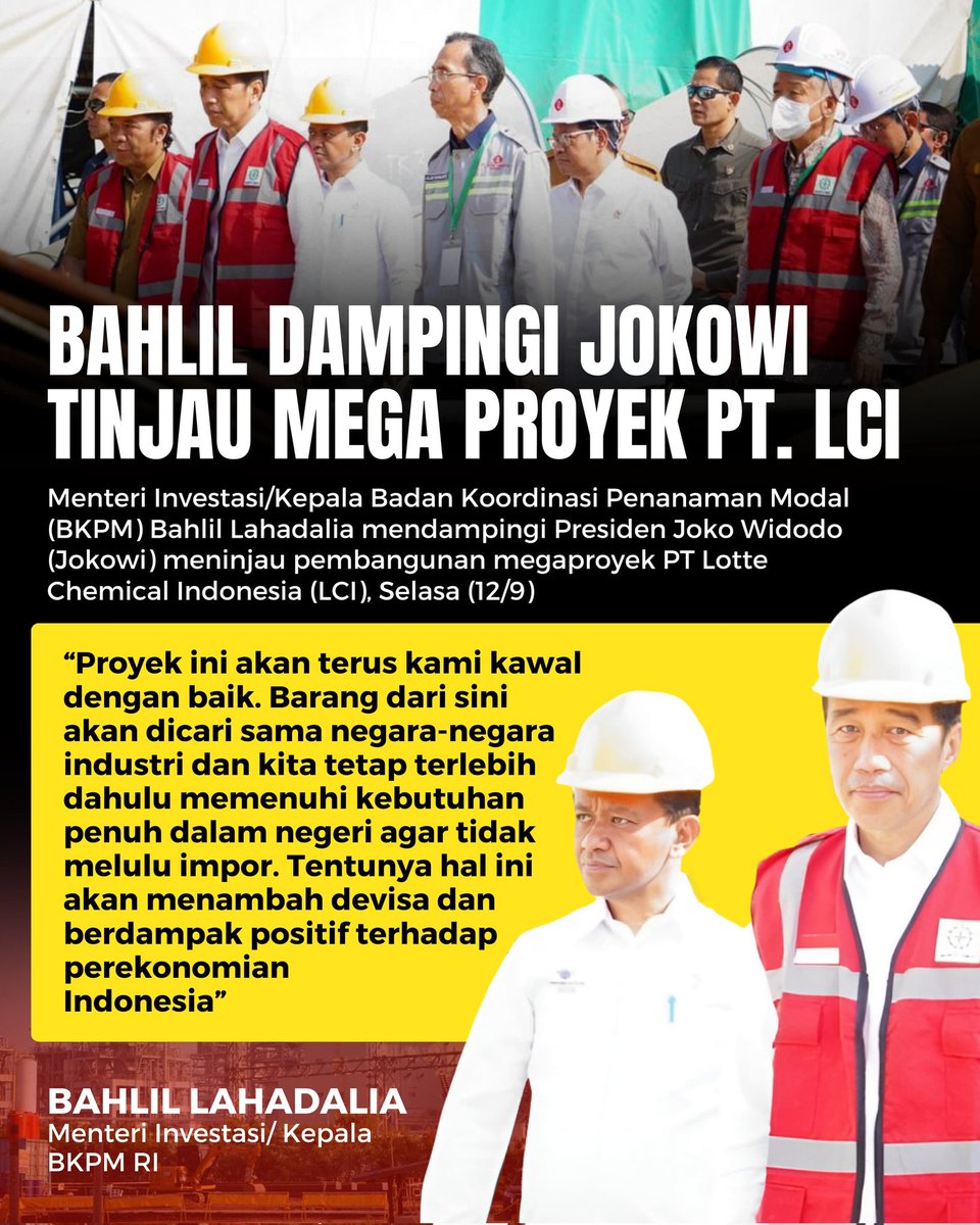 gcfbty2801's tweet photo. wahhh pak Bahlil Kawal Investasi proyek besar lagi nih keren sih

#ProyekPetrokimia https://t.co/MHgYaCHKOz