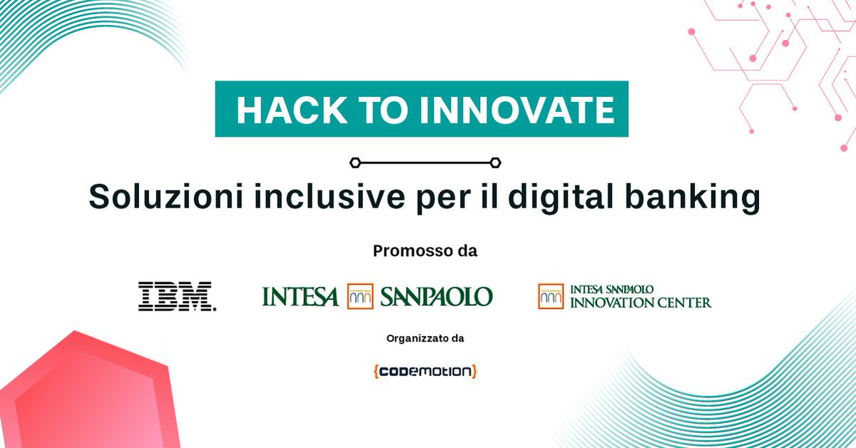 CodemotionIT's tweet photo. Il team vincitore si aggiudicherà 🏆 10.000€ in buoni Amazon!
Accetti la sfida? Inizia oggi #HackToInnovate, promosso da @IBMItalia, @intesasanpaolo e #IntesaSanpaoloInnovationCenter. Scopri di più 👉 https://t.co/Z6sKYyeG0W https://t.co/3YnfvAbT9S