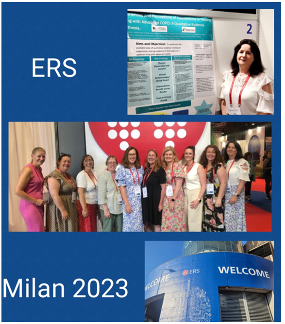 Úna O’Connor Respiratory ANP UL Hospitals & Mid West Community Healthcare who presented her research on digital medicine for respiratory patients at the European Respiratory Conference, pictured with other Irish respiratory nurse colleague presenters.