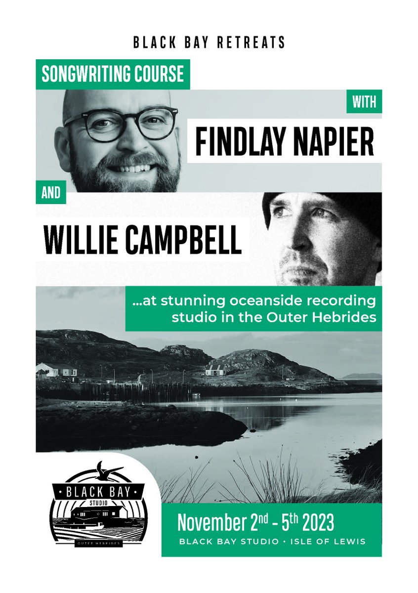 StrySongScience's tweet image. Calling all scientists of the story and song. Check out this #workshop that @findlaynapier is running with @opendayrotation in an incredible #recording #studio called @BlackBayStudio1 on the Isle of Lewis. Join them in this world class #songwriting lab!