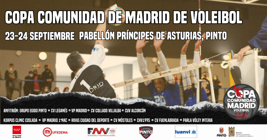 FMadridVB's tweet photo. ¡Ya queda menos para la #CopaComunidadDeMadrid masculina! 🤗 

Se celebrará en Pinto los días 23 y 24 de septiembre y en ella participarán nada menos que 12 equipazos de Superliga 2 masculina y Primera División Nacional masculina.

¡No os la perdáis!
https://t.co/HTJKC7dgeq https://t.co/SYHWL8mEWd