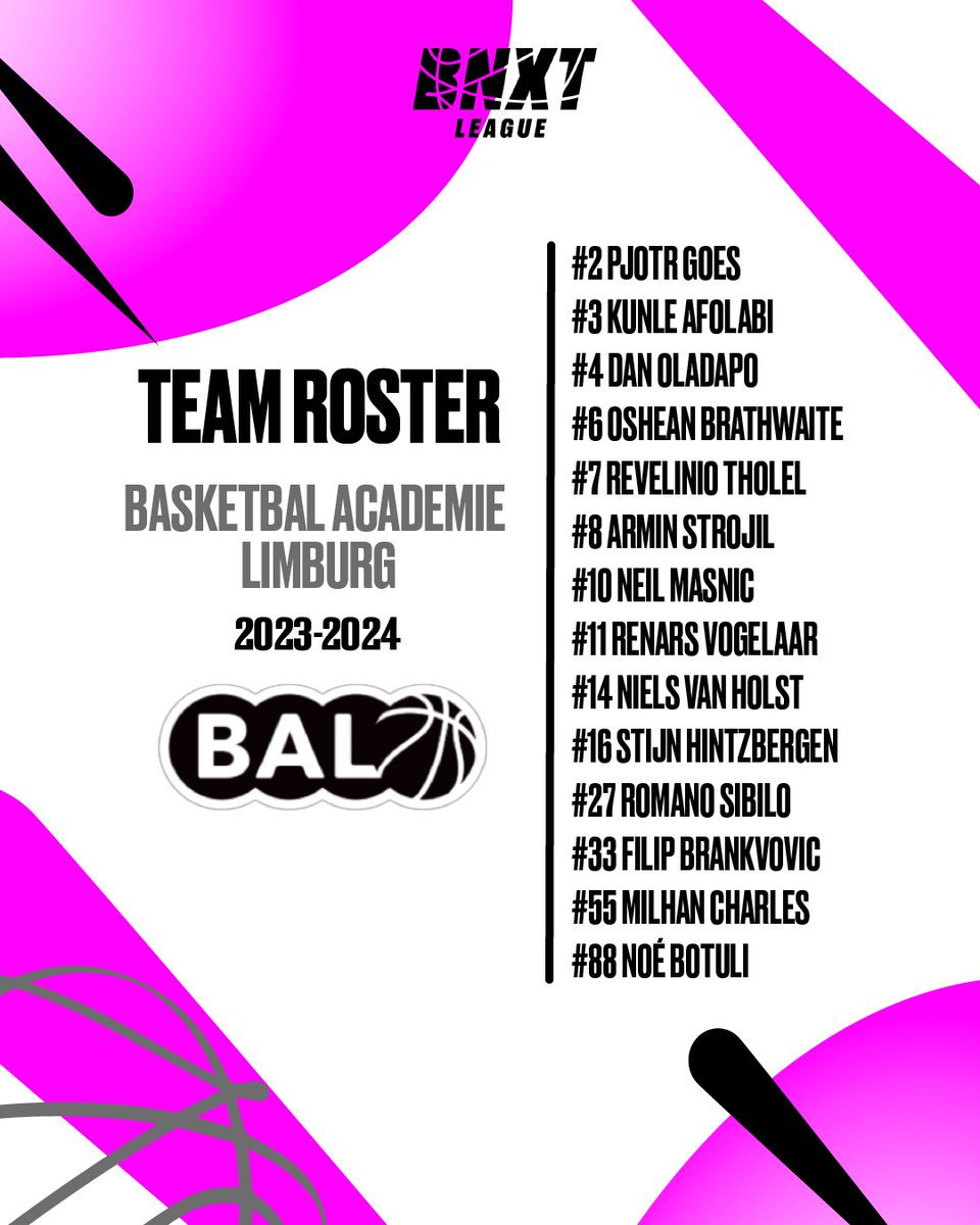 <a href="/BALimburg/">Basketbal Academie Limburg</a> The season 2023-2024 BAL team roster👇