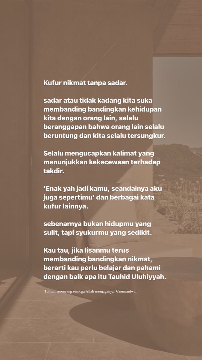 Kufur nikmat tanpa sedar.