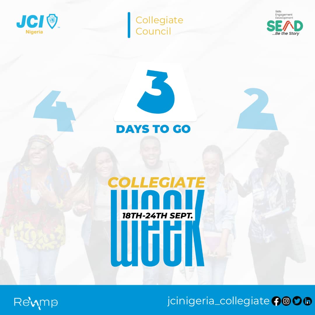 JCIN_Collegiate's tweet photo. 0️⃣3️⃣ more days to anticipate the Collegiate Week, where every day brings a new adventure!🥳
Get ready to embark on an incredible journey of knowledge and excitement!
Stay tuned for the full lineup.
#CollegiateWeek
#REVAMP
#SEnD
#BeTheStory
#JCINigeriaCollegiate
#JCINigeria https://t.co/7A0ajSRwAW