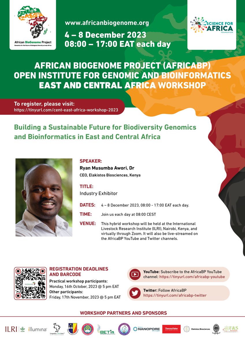 To register, please visit: tinyurl.com/cent-east-afri… Speaker alert: Ryan Musumba Awori, Dr CEO, Elakistos Biosciences, Kenya Ryan Awori Elakistos Biosciences, Kenya