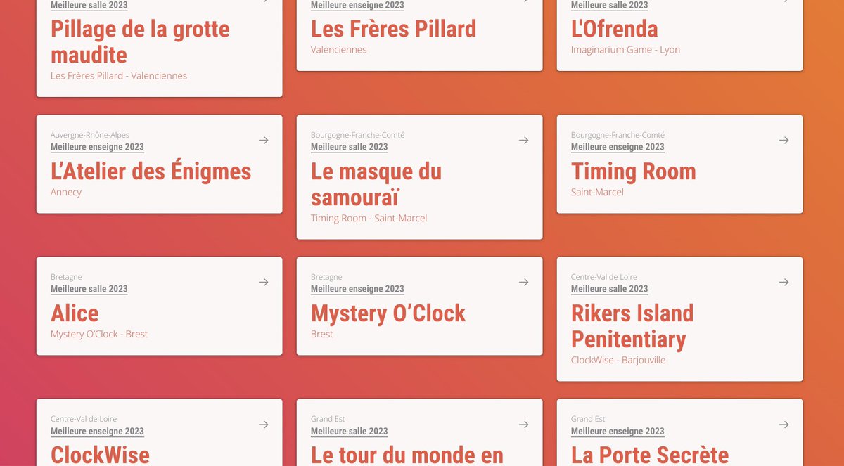 🤯🥰 MERCI ! Vous avez été 548, exposants et visiteurs inclus, à vous déplacer au Salon de l'#EscapeGame, et environ 20.000 à voter aux <a href="/EGAwards/">Escape Game Awards</a> 🏆

📍 Retrouvez la liste des gagnants et le top 3 de chaque catégorie ici : escapegameawards.fr/2023/

👏 À l’année prochaiiiine !