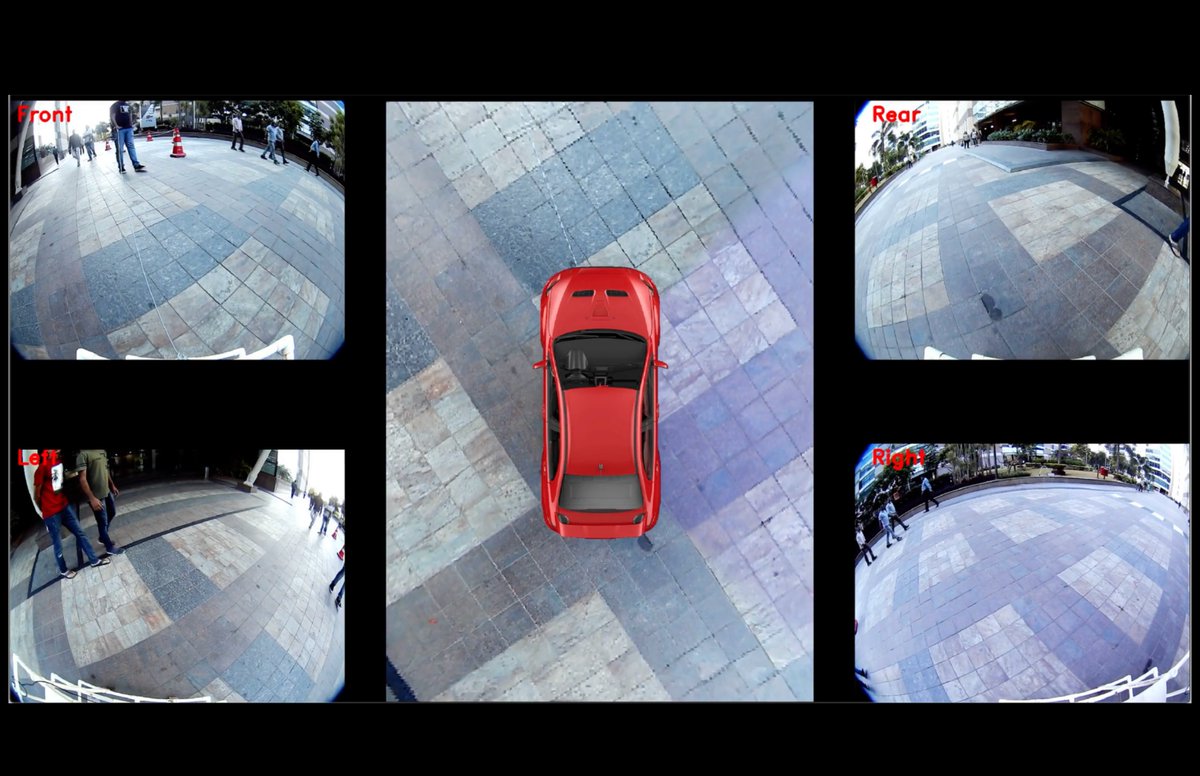 vivekgalatage's tweet image. 4 years ago, we built an automotive 360° camera with a fisheye for object detection, aiding slow maneuvers like park assist. The final stitch showed great results (e.g. ground tiles) & texture blending.
Today, it showed up on my YouTube feed: a nostalgic & proud piece of work.