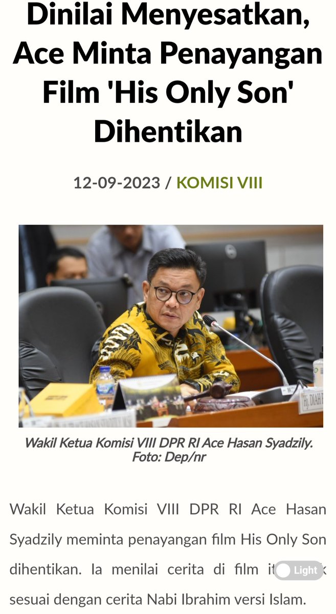 JostKoko's tweet photo. "His Only Son" 
Film berdasarkan Alkitab, mengenai Abraham yg diuji imannya u/mengorbankan anak tunggalnya

Film ini ditayangkan di sejumlah bioskop, namun diminta dihentikan o/Pimpinan Komisi VIII bidang agama DPR dg alasan kontroversial, tdk sesuai dg cerita Ibrahim versi Islam https://t.co/J69NlCaUNu