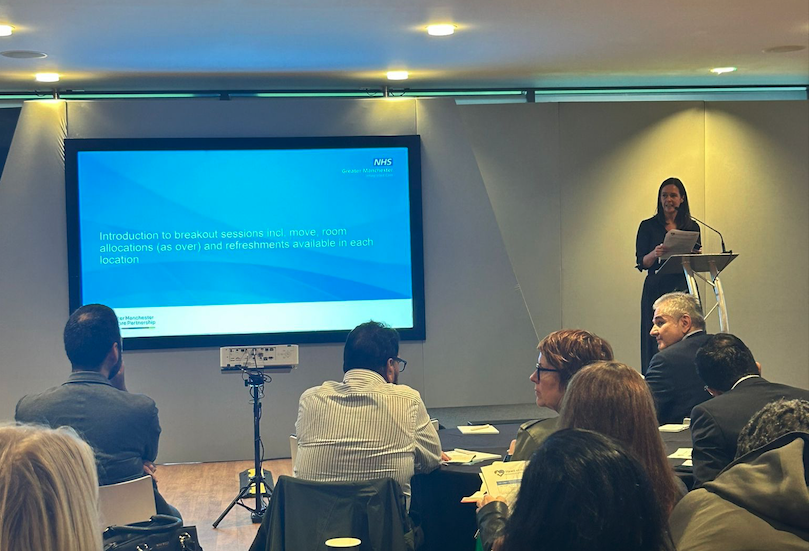 GMEC_SCN's tweet photo. Catherine Cain, our cardiovascular network senior programme lead, introduces the first of the breakout sessions, discussing cholesterol, cardiac rehabilitation, community heart failure, person-centred care and out of hospital cardiac arrest #heartofthematter #gmcvd https://t.co/isGFggVHfV