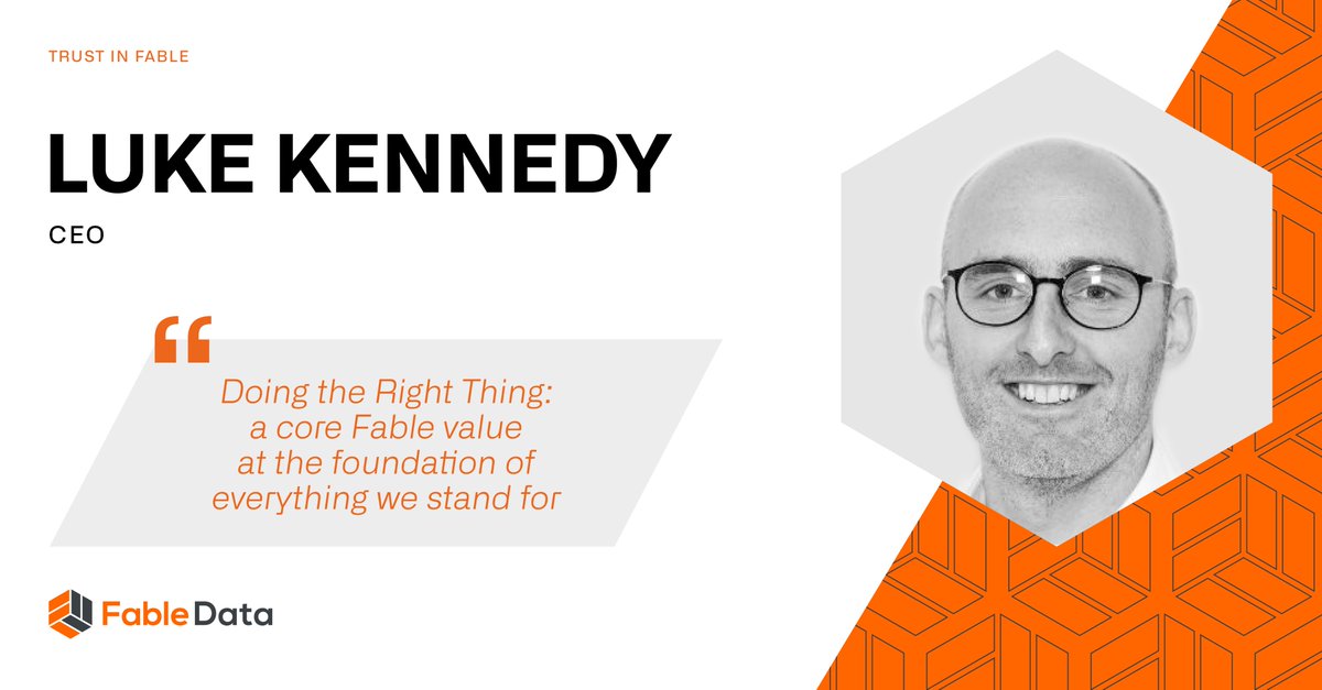 fable_data's tweet image. Fable is on a mission to drive a more efficient economy through better economic data. We&apos;ve got the time, the expertise and the vision. Read more from Luke Kennedy CEO on why we Do The Right Thing here: bitly.ws/UHjm
#FableInAction #Leadership #EthicalBusiness