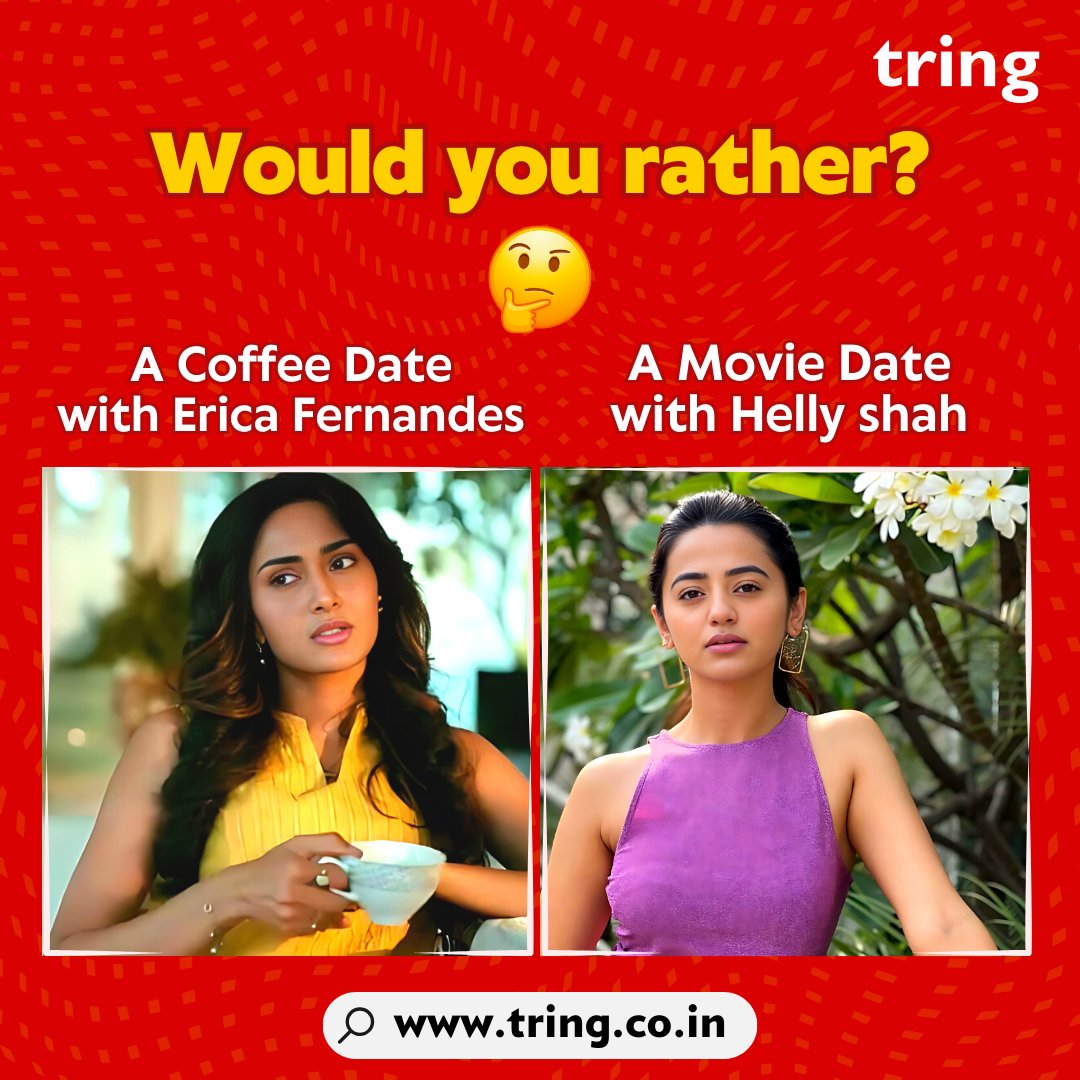 TringIndia's tweet photo. Reply with☕ for Erica and 🍿 for Helly!

#EricaFernandes #hellyshah #Memes #thursdayvibes  #JustTringIt https://t.co/j1n07aGCQT