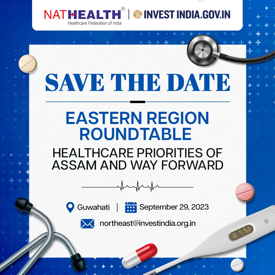 investindia's tweet photo. Explore #Assam's #healthcare focus areas, encompassing nursing education, medical education, &amp; manufacturing of medical devices at the Eastern Regional Roundtable on Healthcare Priorities Of Assam and Way Forward. 

Register now! https://t.co/gsBQAHKUZJ 

#InvestInIndia #MedTech https://t.co/LXeLQET5GJ