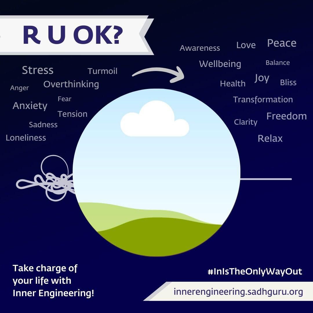tejaswi_arya's tweet photo. R U OK? 

Inner Engineering is a technology that empowers people to take charge of their life and enables them to create it the way they want it! 
Explore this for yourself!
🔗 https://t.co/6C1c2cyPBd
#RUOK  #InnerEngineering #Sadhguru #InIsTheOnlyWayOut #Wellbeing https://t.co/6m0pm2mw6r