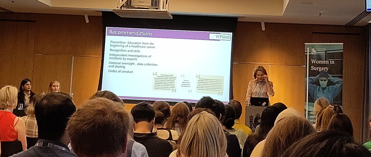 At the @WomenSurgeonsUK conference, hearing about #SexualHarassment in Surgery. Stunning Data + stories Recommendations: - Prevention (behaviour 'education from the beginning of a healthcare career' + active bystanders), codes of conduct ++ Papers/info at: wpsms.org.uk