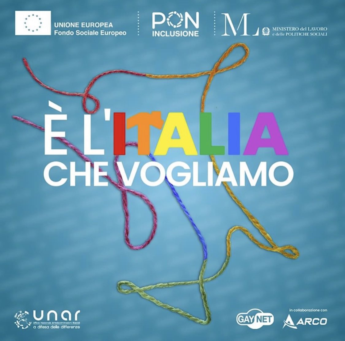 “È l’Italia che vogliamo” è un progetto di Gaynet in collaborazione con ARCO e finanziato dall’UNAR nell’ambito del PON INCLUSIONE con il contributo del Fondo Sociale Europeo 2014-2020.

Resta in aggiornamento!

gaynet.it/e-litalia-che-…
