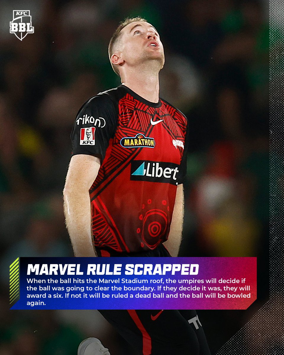 BBL's tweet image. Say goodbye to the &apos;automatic six&apos; rule at Marvel Stadium. 

Full details here: cricket.com.au/news/3682022/m…