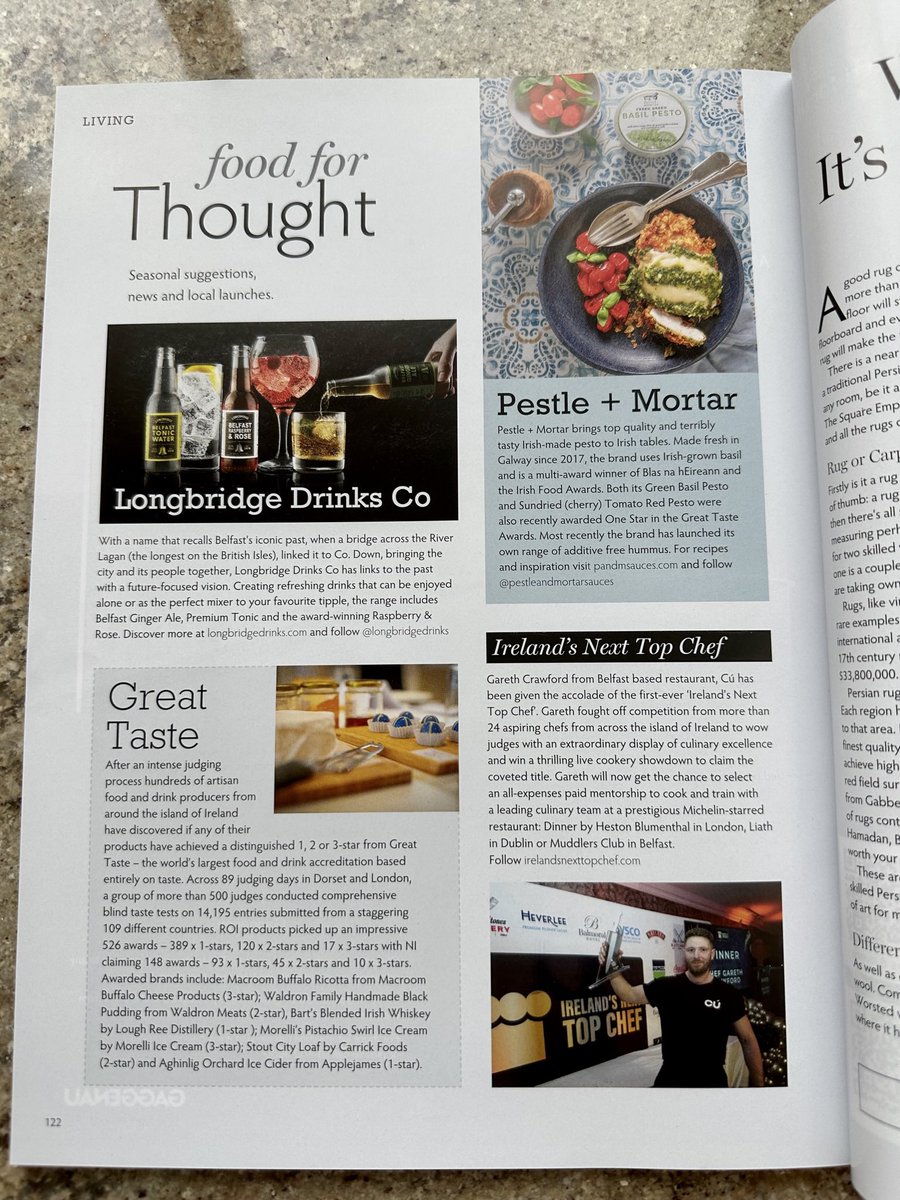 Heartiest thanks to the wonderful folk @IHILmagazine for this fabulous feature in the “Food for Thought” section of their gorgeous October issue 🤩

A very proud, happy and humbled team here today 🙏

#pestleandmortar #inthepress #basilpesto #thisisirishfood