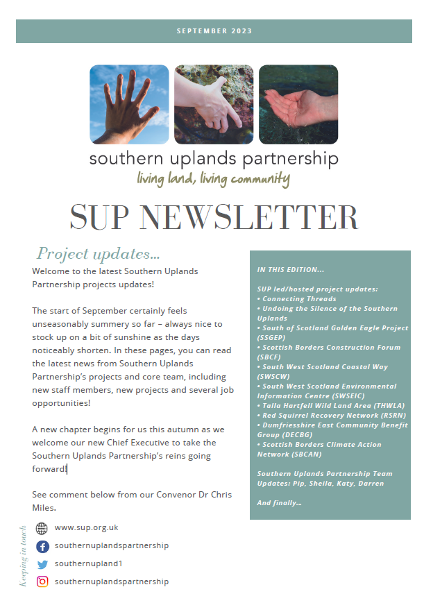 The Southern Uplands Partnership bumper edition September newsletter went out to our members earlier in the week and a pdf version can be read now at: sup.org.uk/all-the-latest…
If you would like to receive future newsletters, sign up for free membership at: mailchi.mp/abcbcbdf87b5/s…