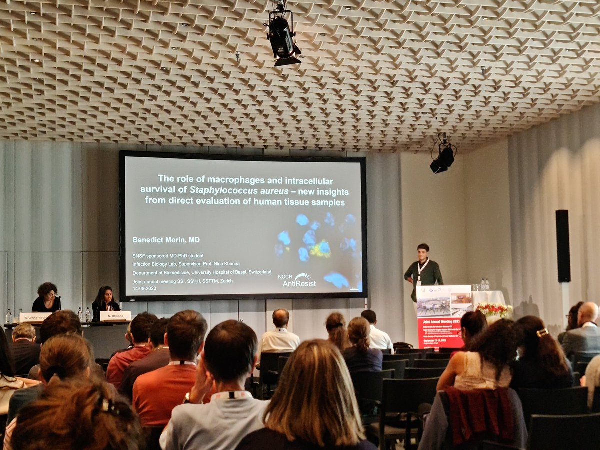 Nina Khanna Lab (@khannalabbasel) on Twitter photo Wonderful talk by our MD-PhD student <a href="/benedict_morin/">Benedict Morin</a> discussing intracellur S. aureus survival at the 2023 SSI-SSHH-SSTTM Joint meeting in the host-pathogen interaction session Wonderful talk by our MD-PhD student <a href="/benedict_morin/">Benedict Morin</a> discussing intracellur S. aureus survival at the 2023 SSI-SSHH-SSTTM Joint meeting in the host-pathogen interaction session