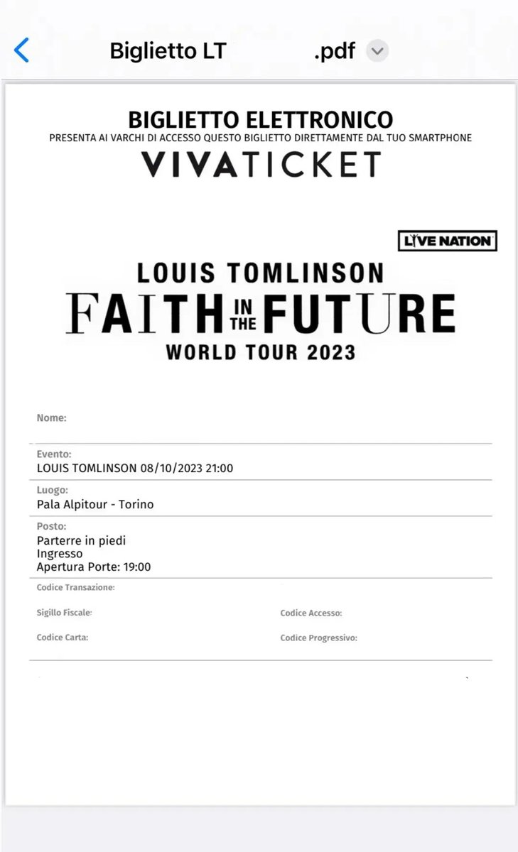 1D_Ludoz's tweet photo. @team_world ⚠️VENDO BIGLIETTO⚠️
Vendo UN biglietto parterre per il concerto di Louis Tomlinson a Torino in data 08.10.2023
Scrivetemi in dm o anche su insta --> @crownbeeolive.ita <-- https://t.co/4QzLqqGQrZ