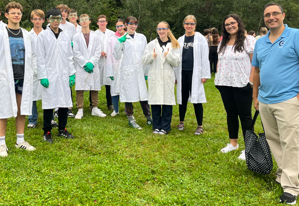 Mr. Muise's Chem. 122 class during yesterday's fire drill.