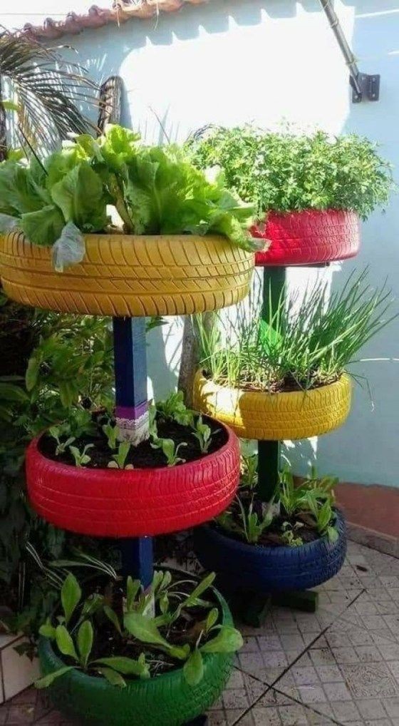 Creative gardening ideas by reusing old tyres