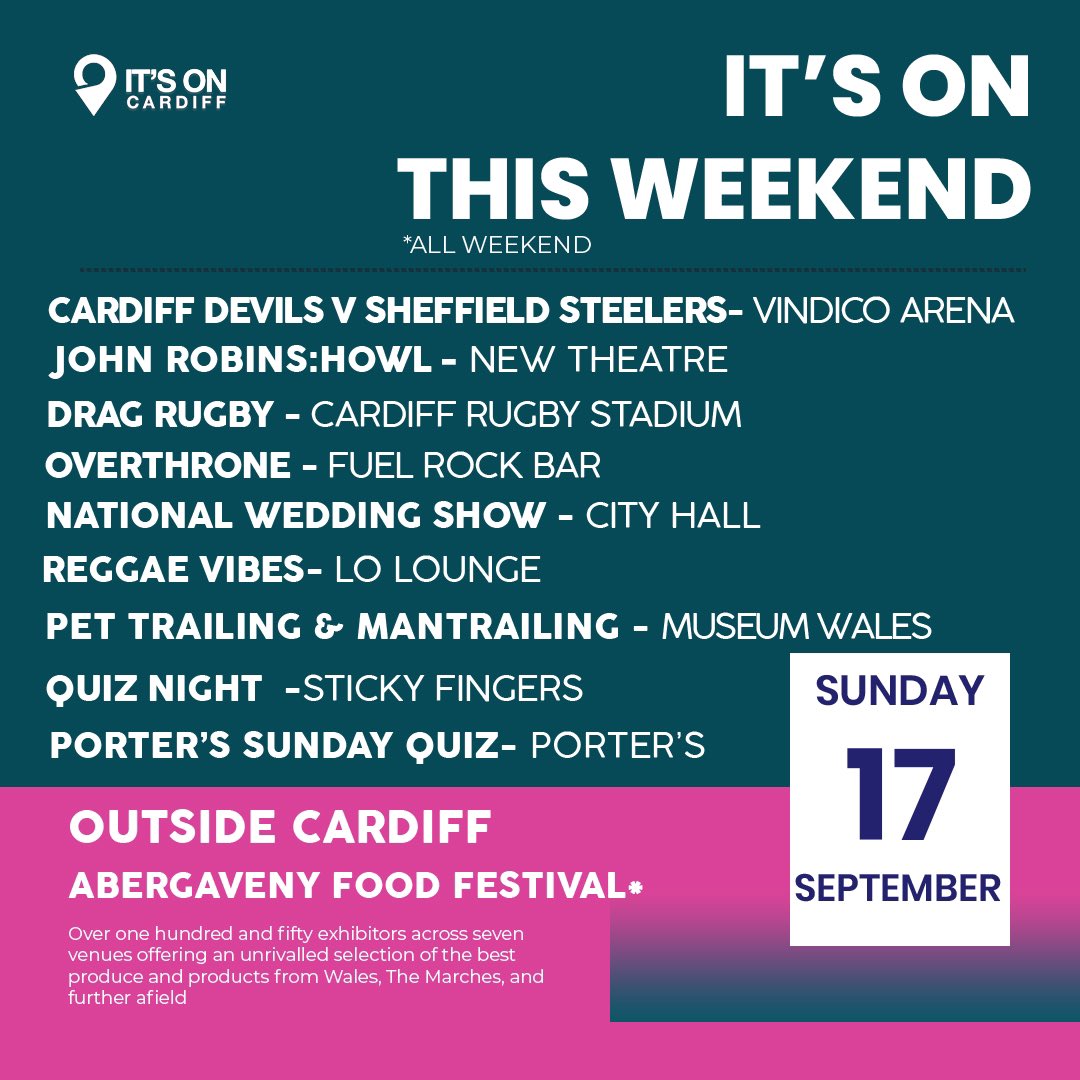 Our fave time of the week, our weekend guide is here! We made it gang✌️ If you don’t know what to get up to, here’s our list of things that might inspire you... If you have an event for this weekend or next weekend let us know in the comments 👇🏻 #ITSON #Cardiff #weekendguide