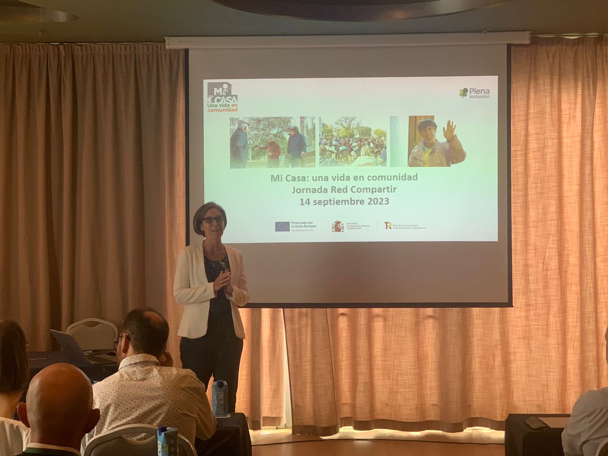 Plenainclusion's tweet photo. Hoy nuestra compañera @lauraespejo76 explica los avances y claves del proyecto #MiCasaUVC en la jornada de la #RedCompartir en Huesca, con @Valentiaorg @PlenaAragon https://t.co/heFjth4Btc
