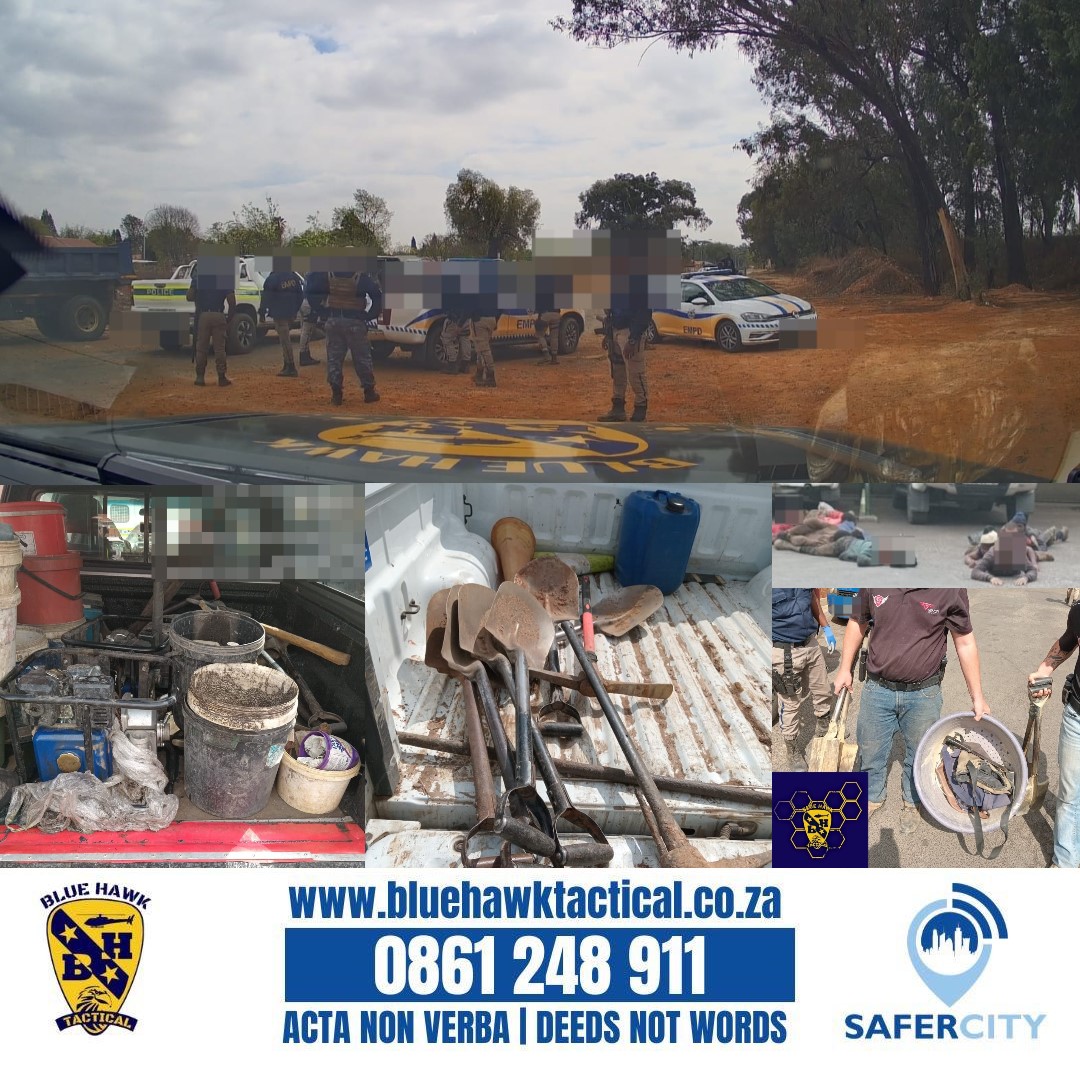 𝗭𝗔𝗠𝗔 𝗭𝗔𝗠𝗔𝗦 𝗔𝗥𝗥𝗘𝗦𝗧𝗘𝗗 𝗕𝗥𝗔𝗞𝗣𝗔𝗡
𝗗𝗔𝗧𝗘: 13 SEPTEMBER 2023
𝗧𝗜𝗠𝗘: 11:00
24 x SUSPECTS ARRESTED FOR ILLEGAL MINING AND BEING ILLEGAL IMMIGRANTS  
ALL SUSPECTS WERE DETAINED AT BRAKPAN SAPS FOR PROCESSING AND THE EQUIPMENT WAS BOOKED INTO SAPS 13