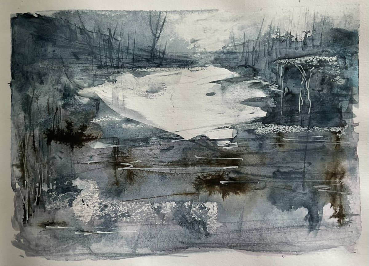 AngelaScrivin's tweet photo. More liquid #watercolour #experimenting with a little oil pastel resist. #contemporaryart #intutive #painting #landscape https://t.co/dWNbS84GZI