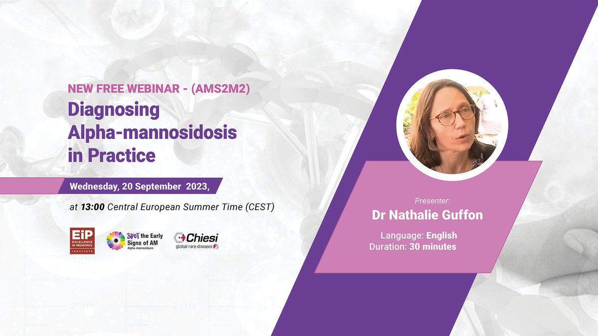 Excellence in Pediatrics Institute (@eip_institute) on Twitter photo NEW FREE LIVE WEBINAR NEXT WEEK, supported by
<a href="/ChiesiGRD/">Chiesi Global Rare Diseases</a>- Diagnosing Alpha-mannosidosis
in Practice - Wednesday, 20 September 2023 at 13:00 CEST - Register to attend live or watch the video after the webinar is organised. It's free. hbit.ly/AMRC-S2-M2 NEW FREE LIVE WEBINAR NEXT WEEK, supported by
<a href="/ChiesiGRD/">Chiesi Global Rare Diseases</a>- Diagnosing Alpha-mannosidosis
in Practice - Wednesday, 20 September 2023 at 13:00 CEST - Register to attend live or watch the video after the webinar is organised. It's free. hbit.ly/AMRC-S2-M2