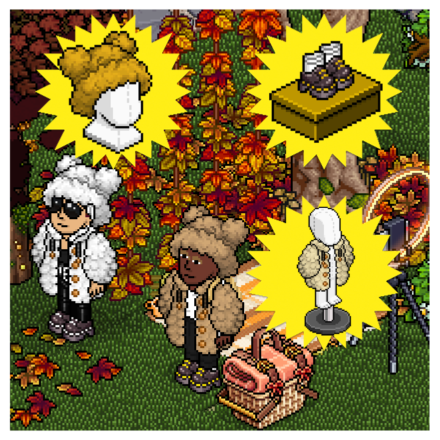 Habbo's tweet photo. Now, that’s what we call premium fashion.

Only in the Deluxe Autumn Picnic Basket 🍂 https://t.co/mqsF8T8KAg