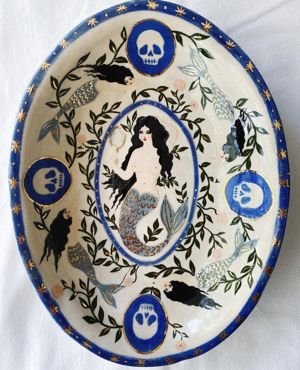 #FolkloreThursday Lucy McCall | Mermaid Dish, 2022 | ceramic plate, 21 x 15 cm tumblr.com/darksilenceins…