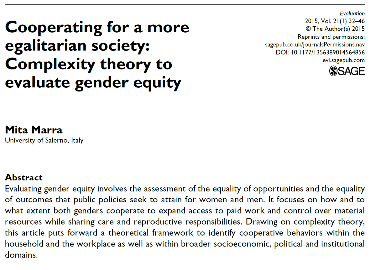 Interested in the relationship between #feminism, #gender, #intersectionality and #evaluation? My recommendation today 👇 journals.sagepub.com/doi/10.1177/13…… 
<a href="/mitamarra/">Mita Marra</a> 
📷