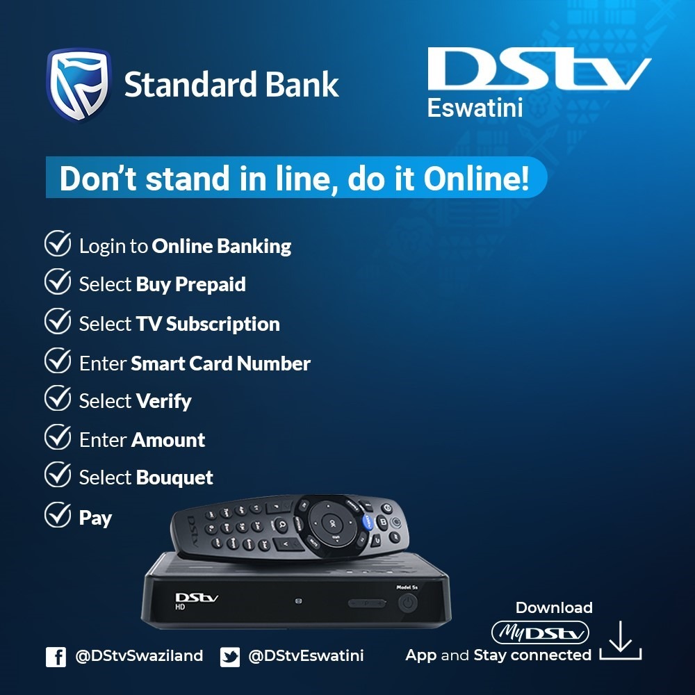 The is no need to go out, just renew your subscriptions at the comfort of your home any time for an instant re connection. Use any of the three listed platforms. #DStvEswatini