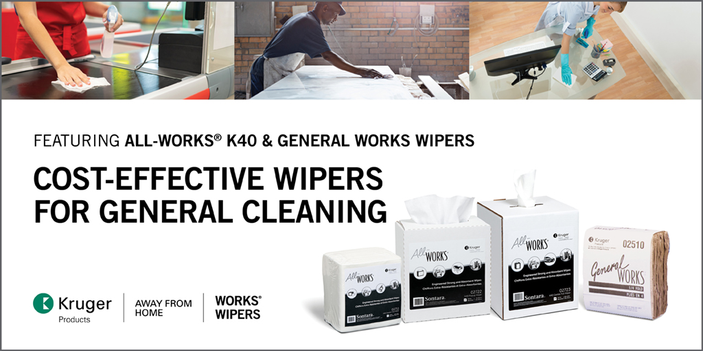 The Kruger Products portfolio of WORKS® wipers is designed to meet the needs of most wiping applications from critical cleaning to simple wipe-ups. Click here for more information bit.ly/wipers1 or contact your Kruger Products Away From Home Sales Representative.