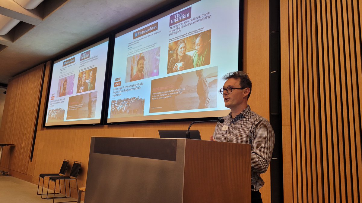 Tom Williams @TomAlmerothW on the value of communicating arts and humanities stories - and why they can be HUGE (Tom has had several of our biggest stories this year). #ResComms2023