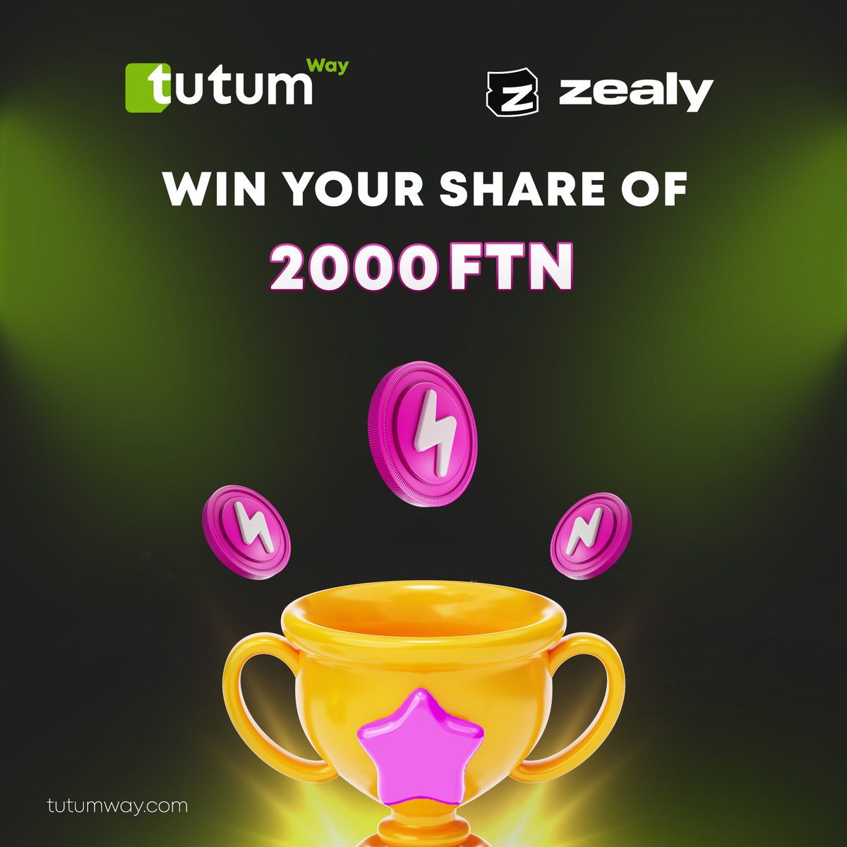 💸Tutum Way is giving away 2000 FTNs for the top 100 participants in the ongoing sprint!  
Don't miss out on this exciting opportunity to win big. ⏰The clock is ticking, so start sprinting towards victory today!  
👉zealy.io/c/tutumway #Tutumway #CryptoExchange #FTNGiveaway