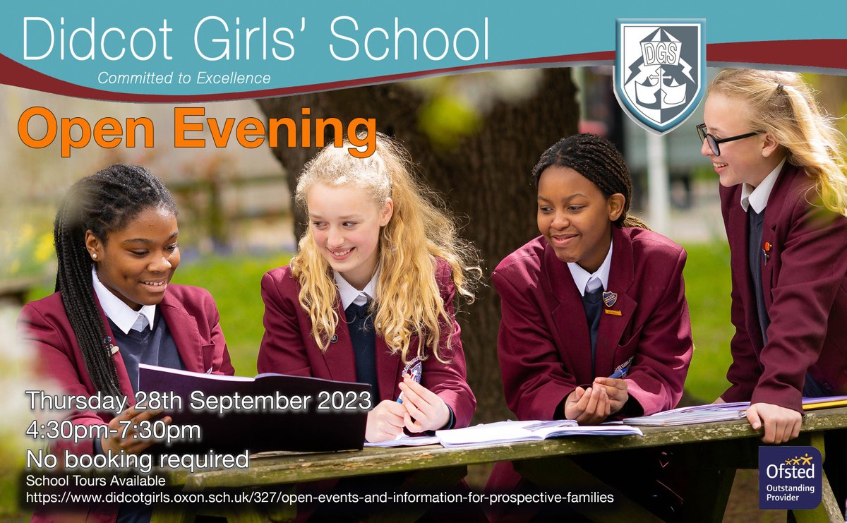 We look forward to welcoming you to our Open Evening on Thursday 28th September. Click here for more information: didcotgirls.oxon.sch.uk/327/open-event…