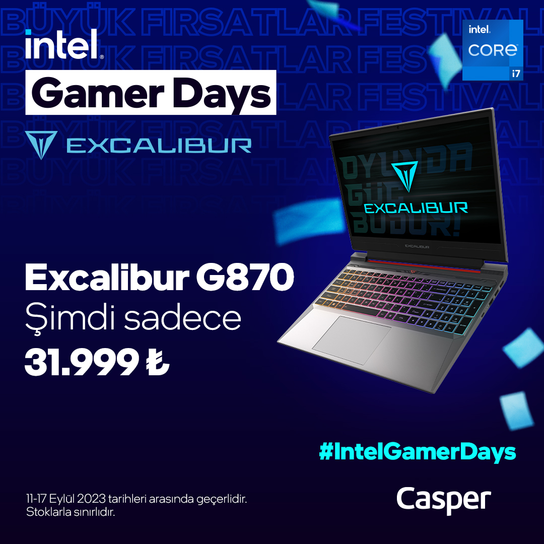 Intel Gamer Days devam ediyor! Büyük Gaming Fırsatlar Festivali’ne özel fiyatlı Excalibur G870 ile gücün zirvesine ortak ol!

#Casper #Excalibur #Intel #GamerDays #OyundaGüçBudur

casper.com.tr/laptop-oyun-bi…